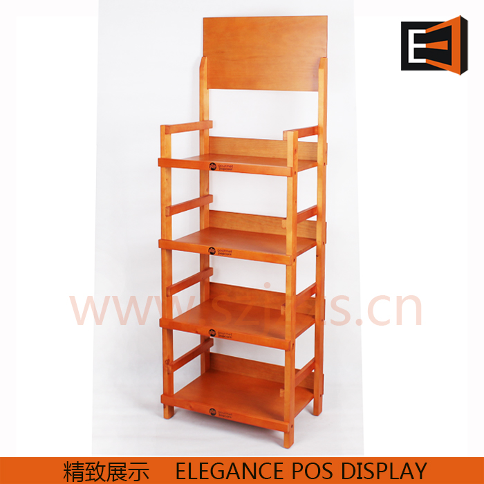 4層實木木制展示架,食品飲料展示架 4層實木木制展示架,食品飲料展示架