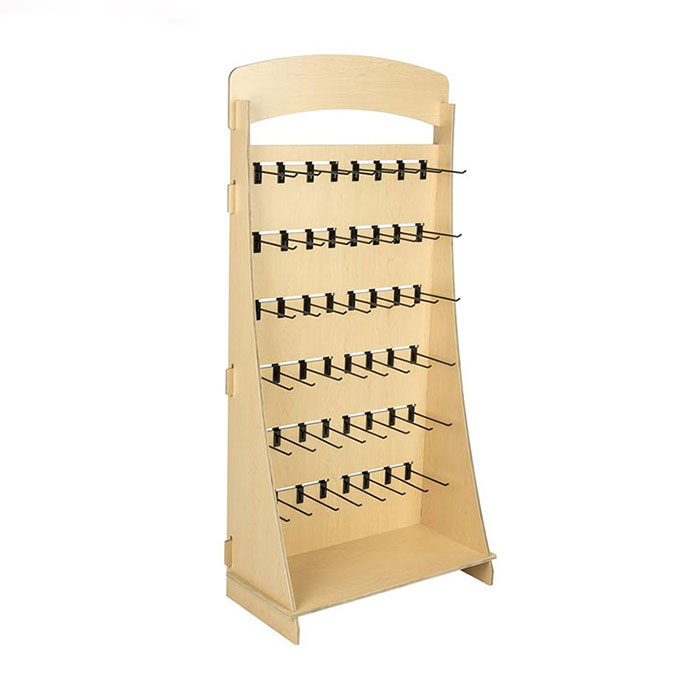 木制落地溝槽板帶掛鉤展示架定制生產(chǎn) 木制落地溝槽板帶掛鉤展示架定制生產(chǎn)