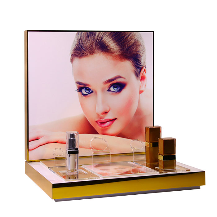 高端化妝品展示架定制,亞克力透明臺(tái)面展示架