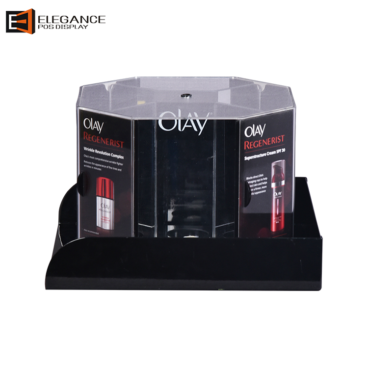 可旋轉臺面亞克力Olay護膚品展示架 可旋轉臺面亞克力Olay護膚品展示架