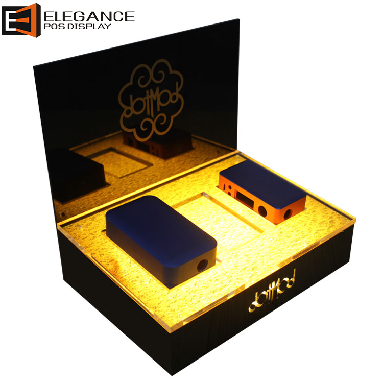 黑色亞克力電子煙盒展示架,帶LED燈 黑色亞克力電子煙盒展示架,帶LED燈